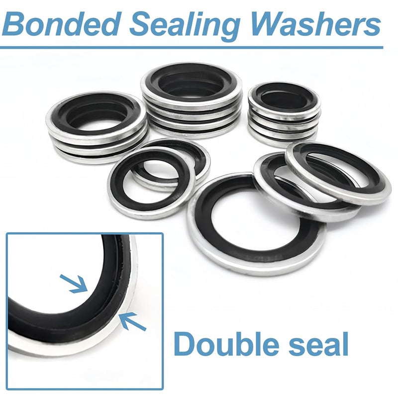 LEPEVNEY M10 Bonded Sealing Washers, 10.7x15.8x2mm Carbon Steel NBR Gasket, Pack of 50 - Image 3